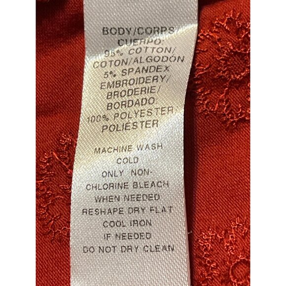 Loft Plus Women's Red Floral Embroidered Top 16/18 Cotton & Spandex Blend Made I - Picture 6 of 8